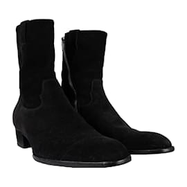 Saint Laurent-Saint Laurent Suede Ankle Boots-Black