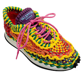 Valentino-Valentino Zapatillas deportivas de macramé con nudo en espiral multicolor brillante-Multicolor