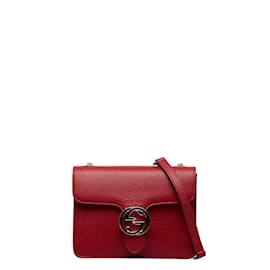 Gucci-Sac bandoulière en cuir à G entrelacés 510304-Rouge