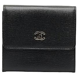 Chanel BLACK Caviar Passport Holder Wallet W/ Velvet Case FREE