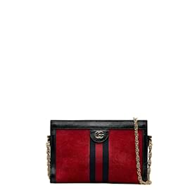 Gucci-Suede Ophidia Chain Shoulder Bag 503877-Red