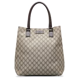 Gucci GG Supreme Monogram Web Animalier Bee Vertical Brown Tote