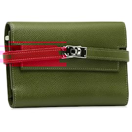 Hermès-Portefeuille Hermes Rouge Moyen Epsom Kelly Depliant-Rouge