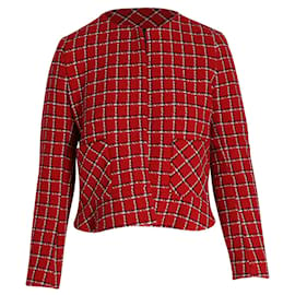 Sandro-Sandro Stessy Bedruckte Crop-Jacke aus rotem Acryl-Rot