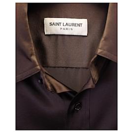 Saint Laurent-Camicia Saint Laurent in seta marrone-Marrone