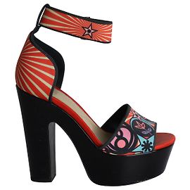 Nicholas Kirkwood Pop Art High Heel Platform Sandals in Multicolor Satin Other Python print