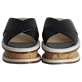 Gabriela Hearst-Slides de plataforma crossover Gabriela Hearst Gryphius em couro preto-Preto