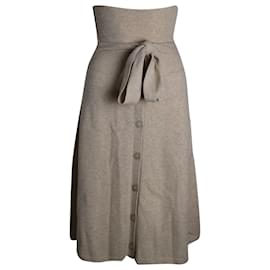 Joseph-Joseph Knit Buttoned Midi Skirt in Cream Wool-White,Cream