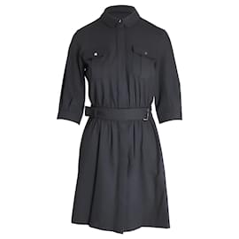 Ba&Sh-Ba&Sh Victoire Belted Mini Shirtdress in Black Polyester-Black