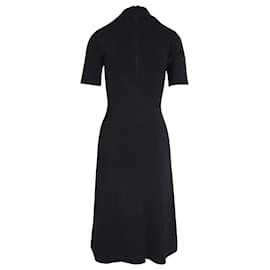 Iris & Ink-Iris & Ink Mock Neck Midi Length Dress in Black Viscose-Black
