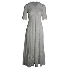 Maje-Maje Revanti Lace Midi Dress in White Cotton-White