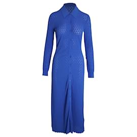 Maje-Robe chemise en maille Maje Maline en viscose bleue-Bleu