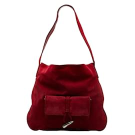 Burberry-Suede Shoulder Bag-Red