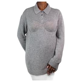 Prada Grauer Polo-Kaschmirpullover – Größe M Grau