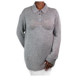 Prada Pull polo en cachemire gris - taille M Gris