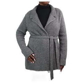 Gabriela Hearst Grauer Kaschmir-Cardigan mit Gürtel – Größe L Grau