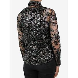 Saint Laurent-Black metallic floral and stars lace shirt - size FR 36-Black
