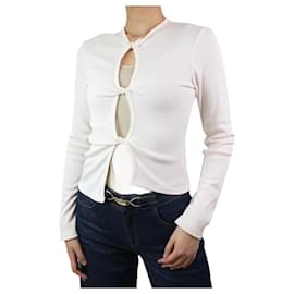 Autre Marque-Cream knot cut-out ribbed top - size UK 12-Cream