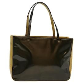 Prada-PRADA Hand Bag Patent leather Khaki Auth ar10017b-Khaki