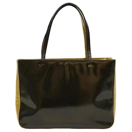 Prada-PRADA Hand Bag Patent leather Khaki Auth ar10017b-Khaki