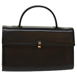 Givenchy-GIVENCHY Bolso de Mano Cuero Negro Auth am4887-Negro