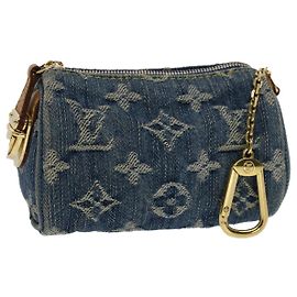 LOUIS VUITTON Monogram Denim Trousse Speedy Pouch Blue M95082 LV Auth yk8184 Blue