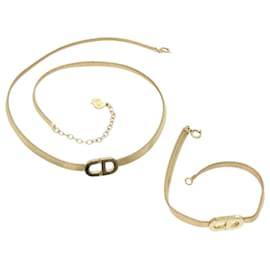 Christian Dior-Christian Dior Bracelet Necklace 2Set Gold Tone Auth am4858-Other