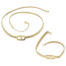 Christian Dior-Christian Dior Bracelet Necklace 2Set Gold Tone Auth am4858-Other