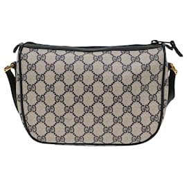 Gucci-GUCCI GG Canvas Sherry Line Shoulder Bag Gray Red Navy 89.02.032 Auth yk8166-Red,Grey,Navy blue