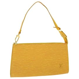 Louis Vuitton-Estuche para accesorios LOUIS VUITTON Epi Pochette Amarillo M52989 LV Auth 50469-Amarillo