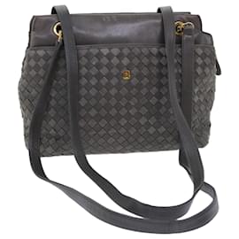 Bally-BALLY Quilted Shoulder Bag Leather Gray Auth bs7286-Grey