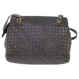 Bally-BALLY Quilted Shoulder Bag Leather Gray Auth bs7286-Grey