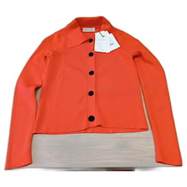 Louis Feraud Paris Women's Orange V-Neck Cotton Blend Knit Short Sleev -  Article Consignment