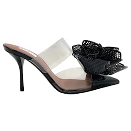 Alaïa-Alaia Black Patent / Klare Fleur 90 Maultiere-Schwarz