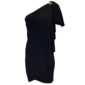 Roberto Cavalli-Roberto Cavalli Black Rhinestone Embellished One Shoulder Jersey Dress-Black