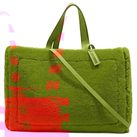 Jacquemus-Jacquemus Le Cabas Neve Orange Shearling-Orange