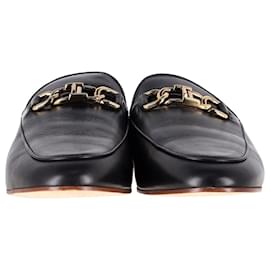 Tod's-Tod's Flat Mules in Black Leather-Black