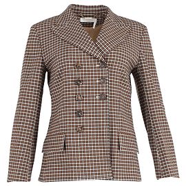 Chloé Chloe Karierter, gefütterter Mantel aus braunem Polyester Braun
