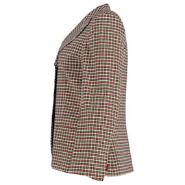 Chloé-Chloe Checkered Double-Breasted Coat in Brown Polyester-Brown