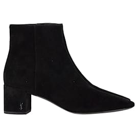 Saint Laurent-Saint Laurent Loulou Ankle Boots in Black Suede-Black