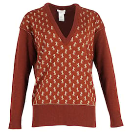 Chloé-Chloé Metallic Intarsia Blend Sweater in Brown Wool-Brown