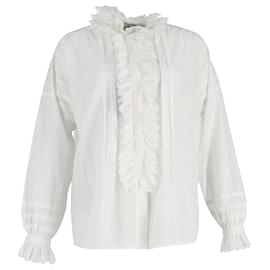 Etro-Etro Ruffled Shirt Top in White Cotton-White