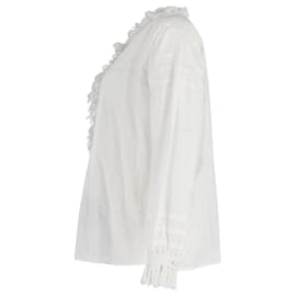 Etro-Etro Ruffled Shirt Top in White Cotton-White