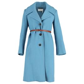 Chloé-Chloe Single-Breasted Trench Coat in Blue Cotton-Blue