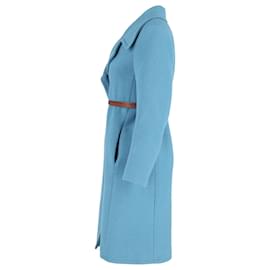 Chloé-Chloe Single-Breasted Trench Coat in Blue Cotton-Blue