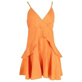 Sandro-Ärmelloses Rüschenkleid von Sandro aus orangefarbener Baumwolle-Orange