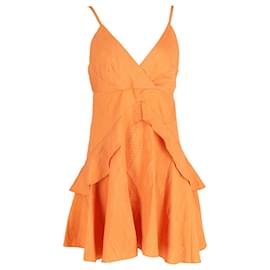Sandro-Sandro Sleeveless Ruffled Dress in Orange Cotton-Orange