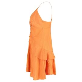 Sandro-Ärmelloses Rüschenkleid von Sandro aus orangefarbener Baumwolle-Orange