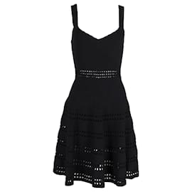 Maje-Maje Perforated Sleeveless Dress in Black Cotton-Black
