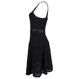 Maje-Maje Perforated Sleeveless Dress in Black Cotton-Black